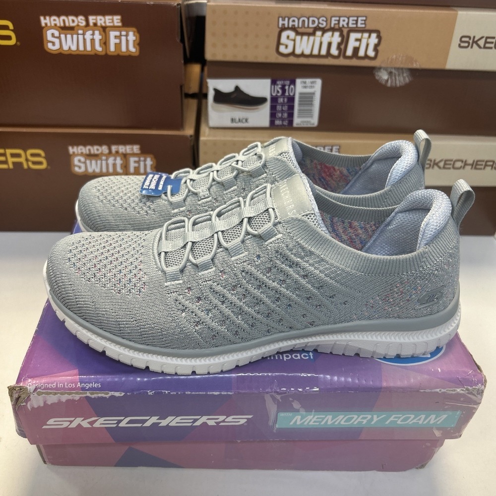 Skechers Virtue Show Runner Gray Memory Foam Sneakers Women 7 104437/GRY